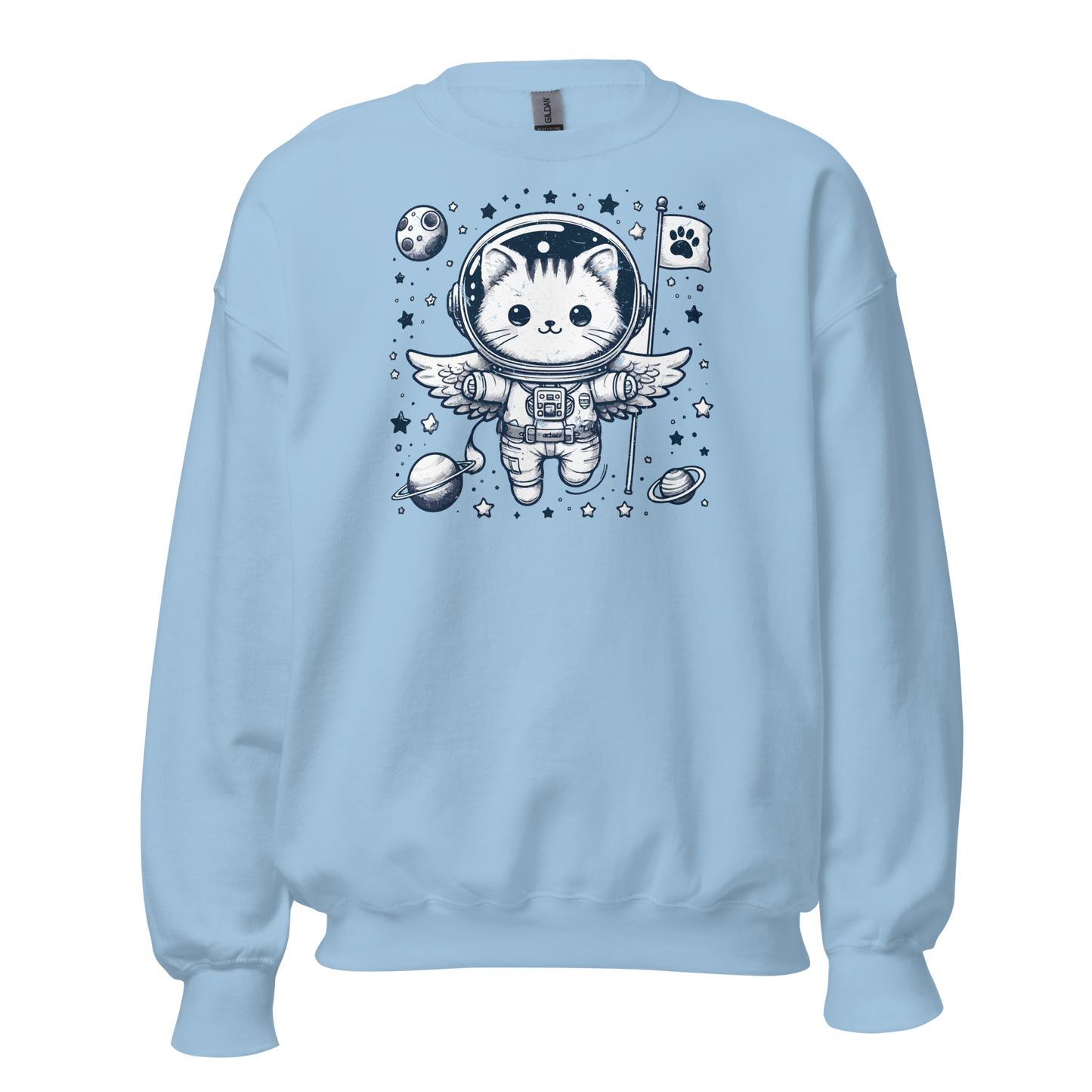 Space Kitten with Stars - Preshrunk Sweatshirt