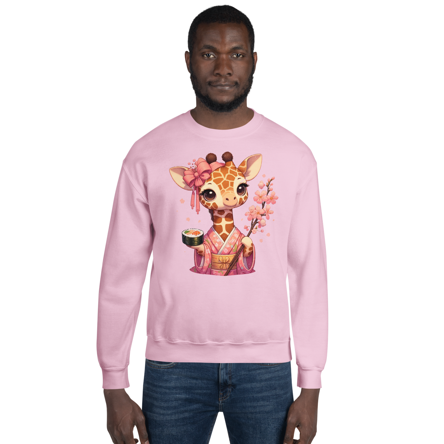 Geisha Giraffe - Holding Cherry Blossoms - Preshrunk Sweatshirt