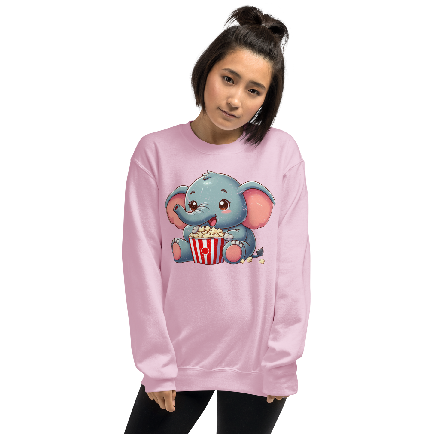 Baby Elephant - Eating Popcorn - Preshrunk Sweatshirt