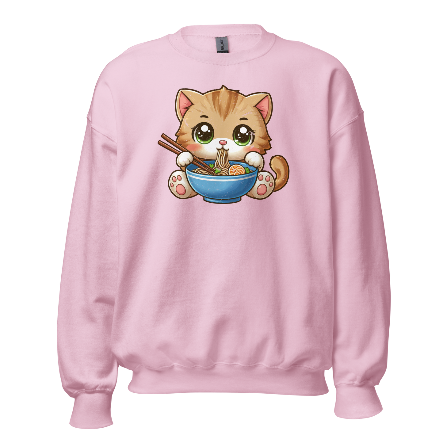 Brown Kitten - Eating Ramen - Preshrunk Sweatshirt