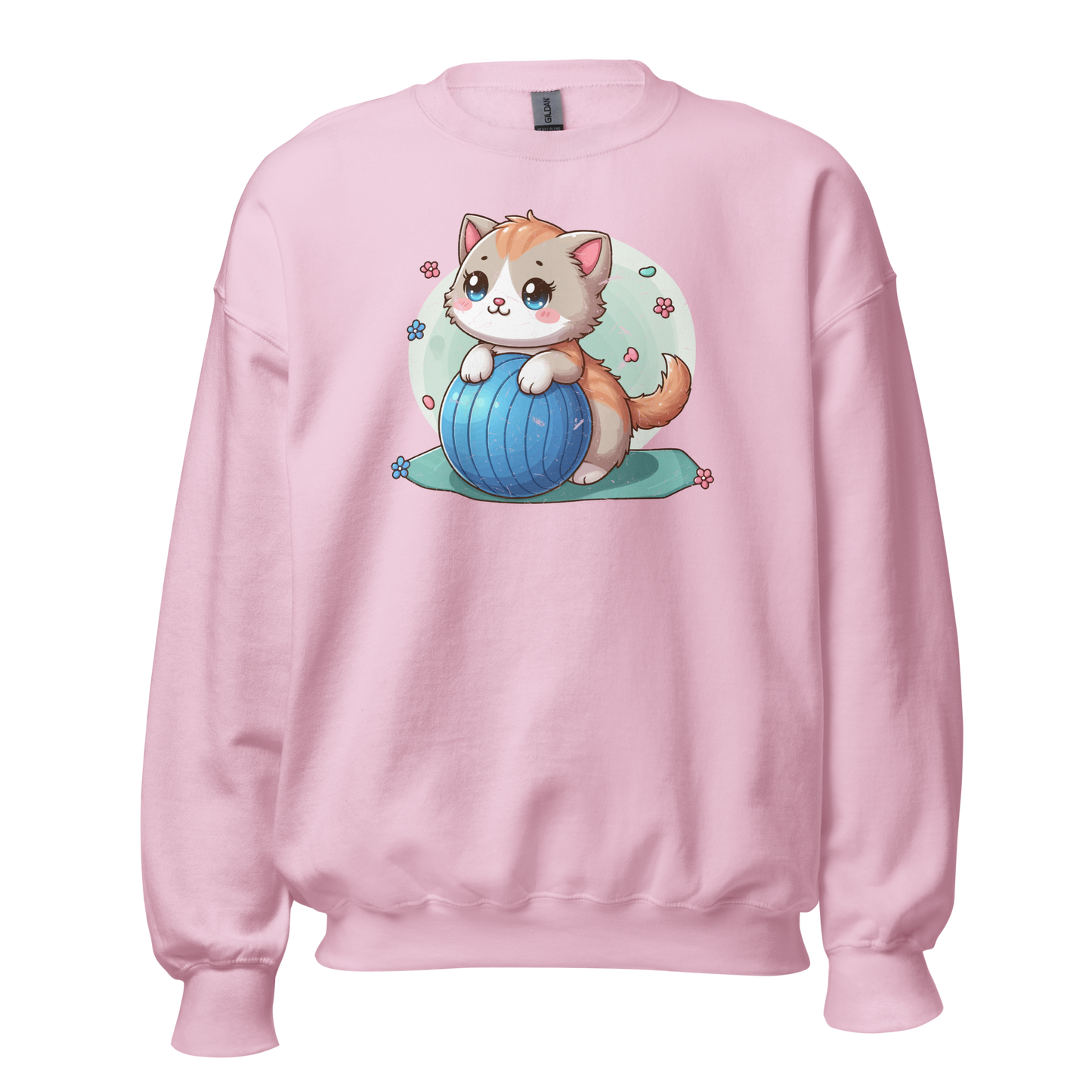 Brown Kitten on Blue Ball - Preshrunk Sweatshirt