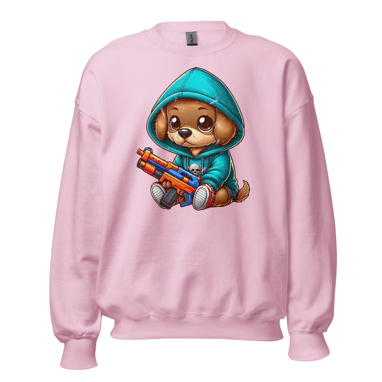 Brown Puppy with Foam Dart Blaster - Preshrunk Sweatshirt
