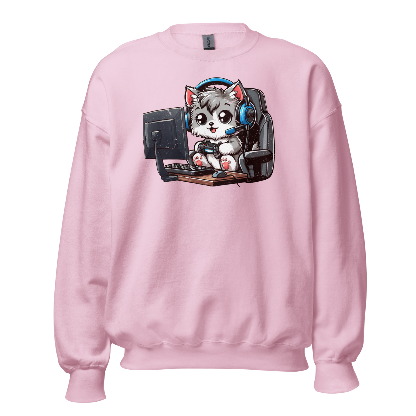 Gamer Kitten - Blue Headset - Preshrunk Sweatshirt