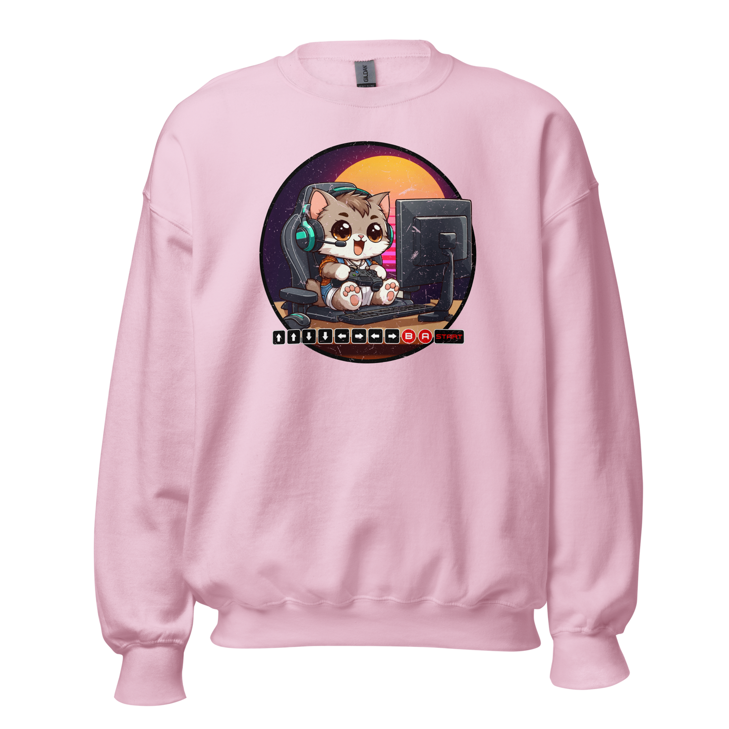 Gamer Kitten - Green Headset - Preshrunk Sweatshirt