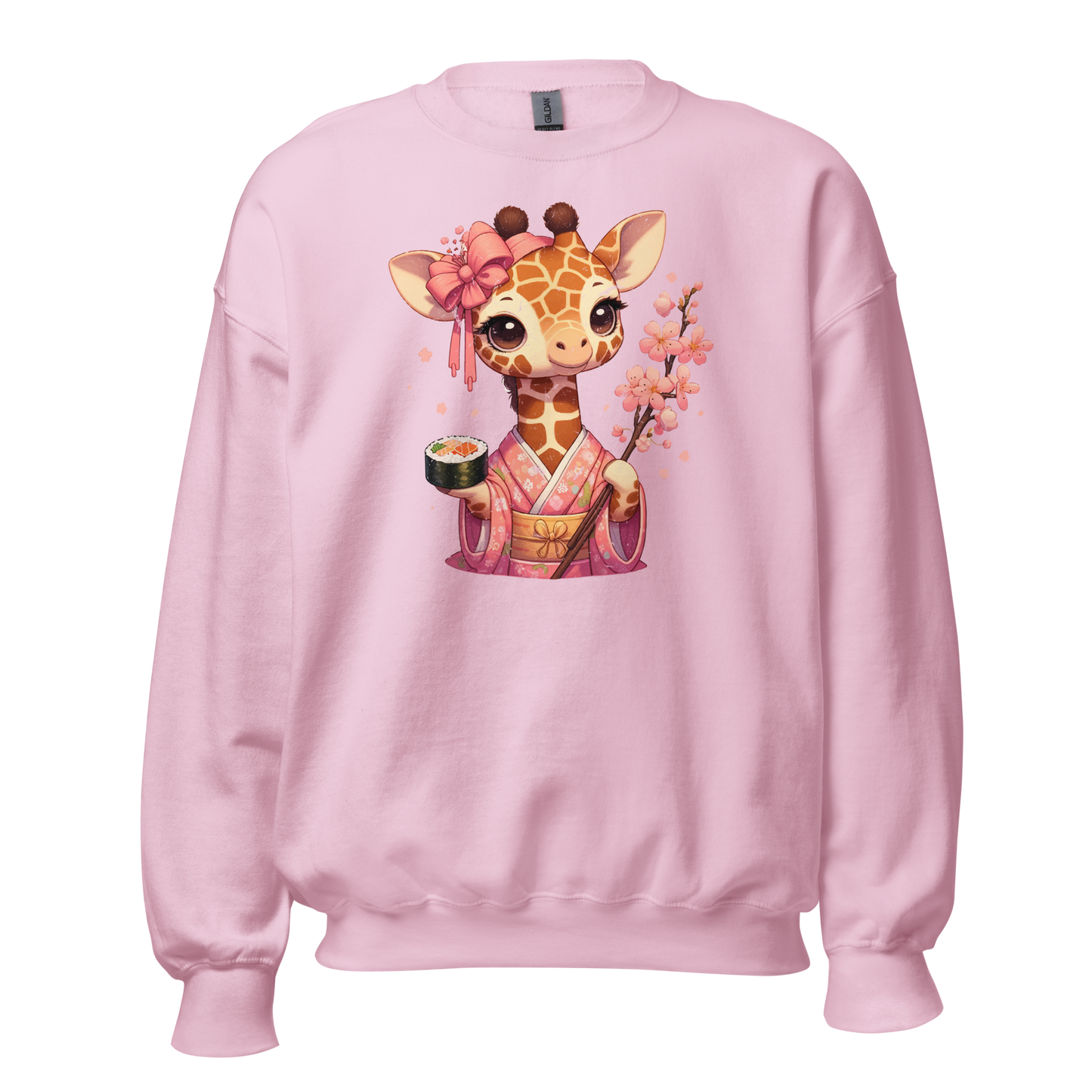 Geisha Giraffe - Holding Cherry Blossoms - Preshrunk Sweatshirt