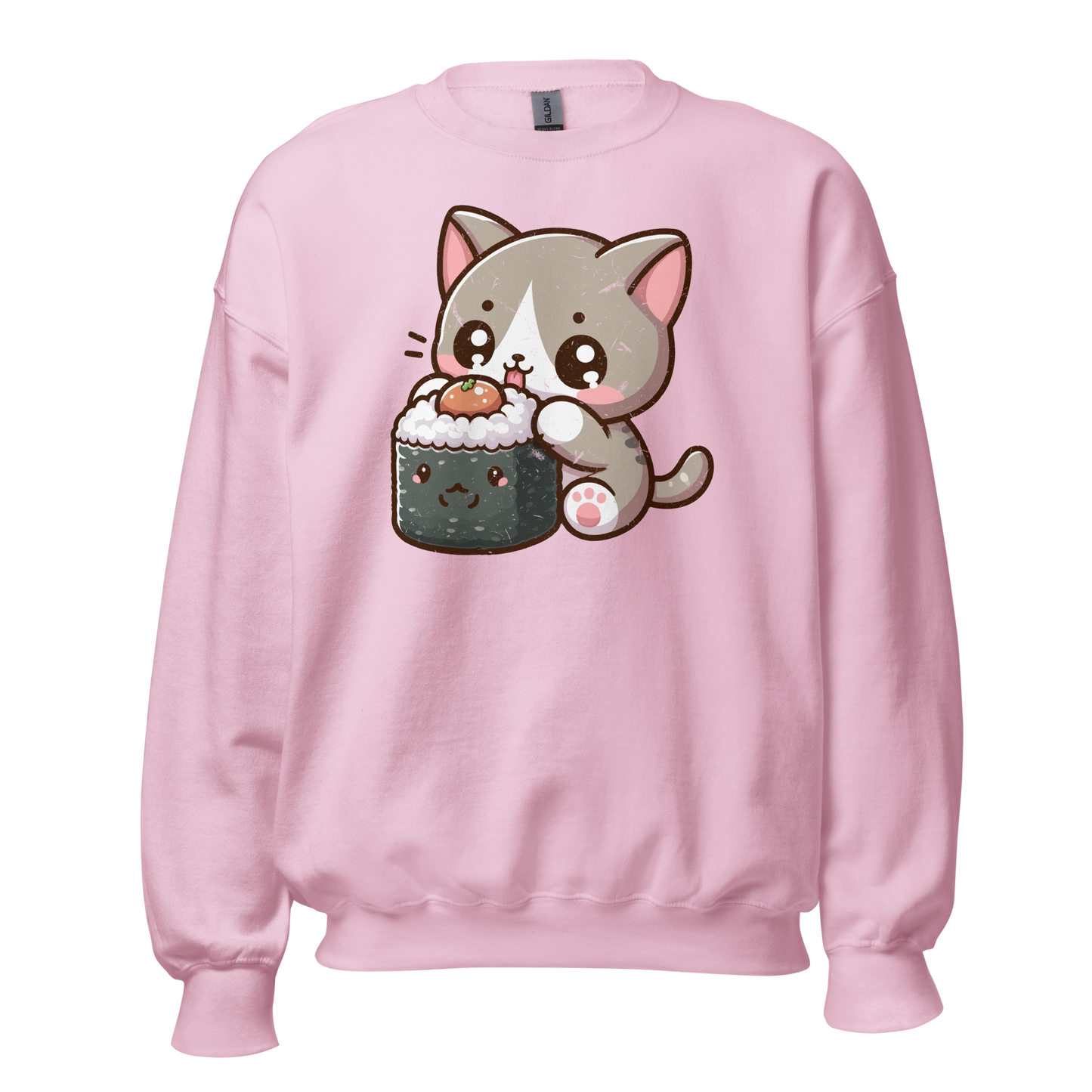 Grey Kitten - Eating Sushi - Preshrunk Sweatshirt