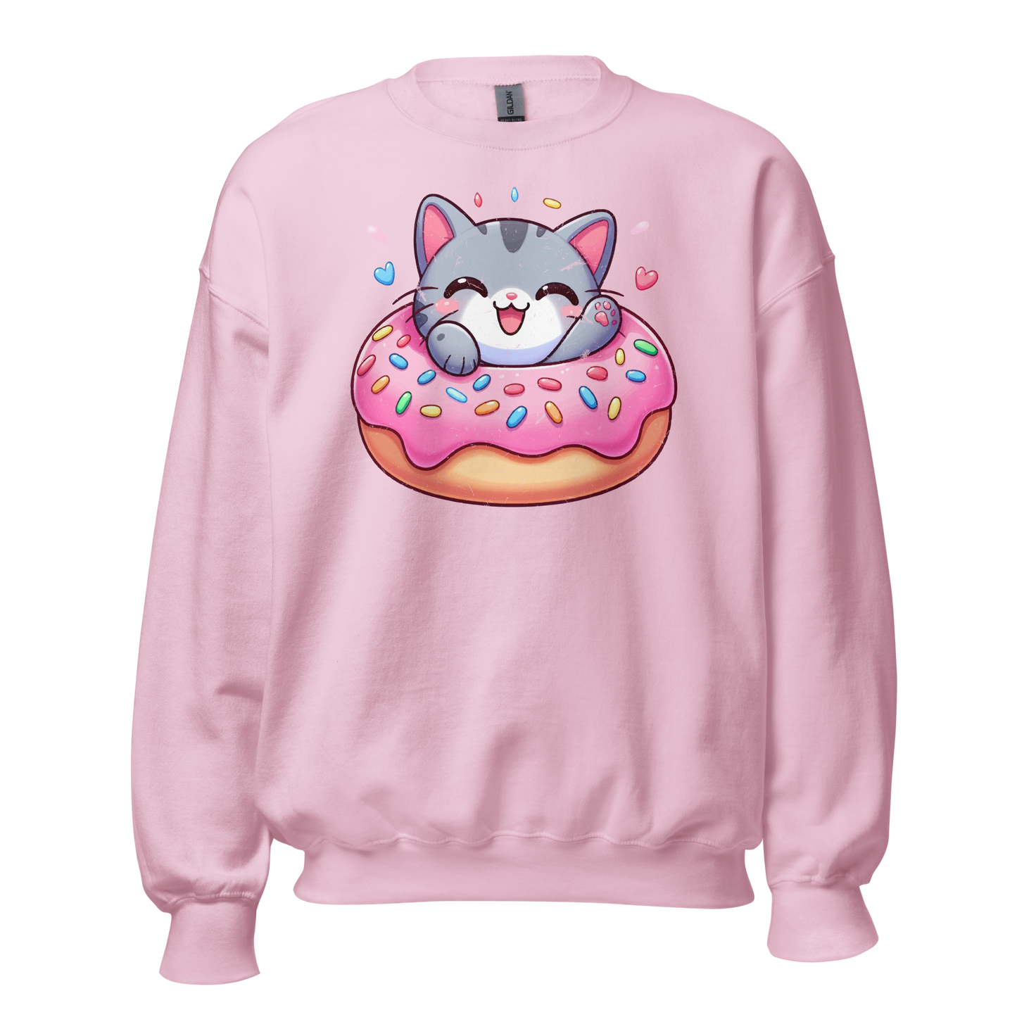 Grey Kitten - Laughing in a Donut - Preshrunk Sweatshirt