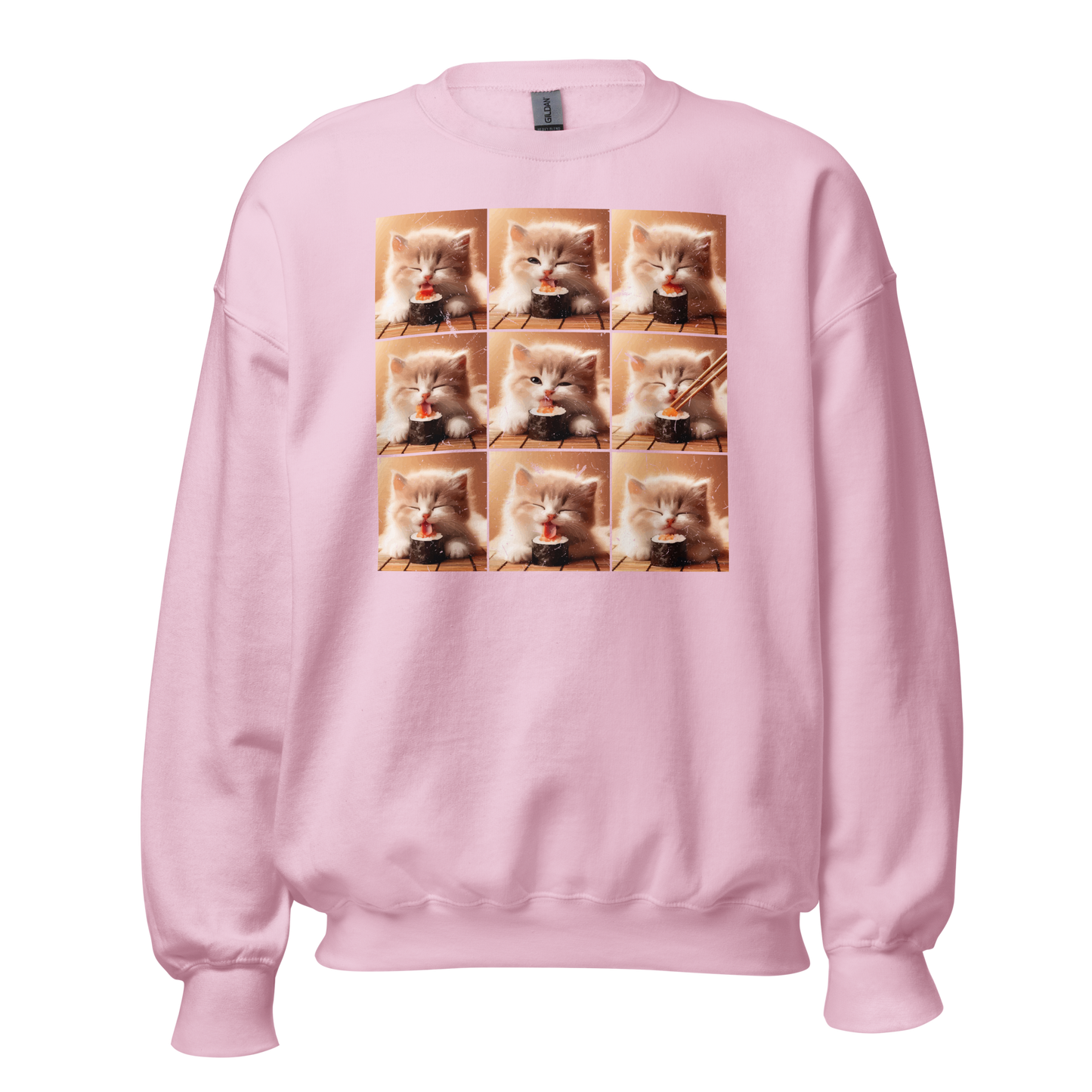 Kittens Eating Sushi Collage - Preshrunk Sweatshirt