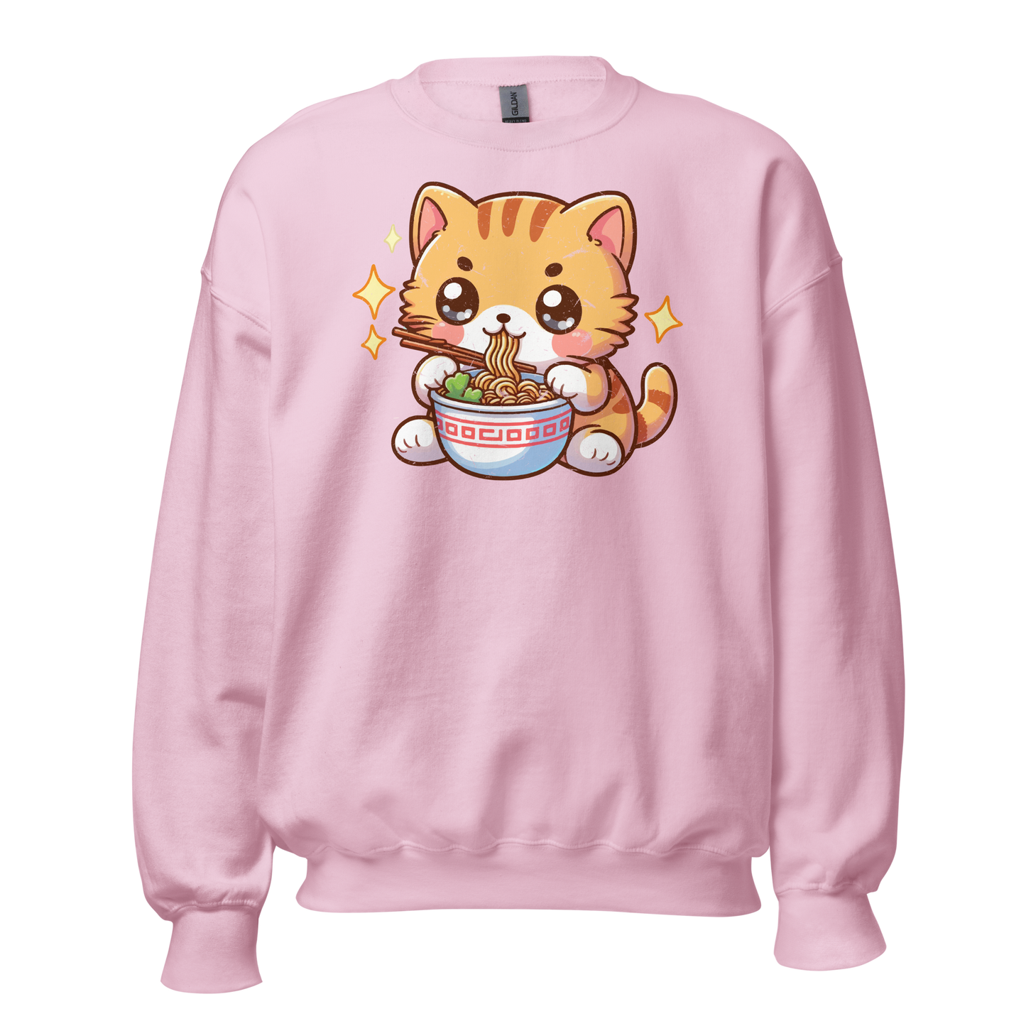 Orange Kitten - Eating Ramen - Preshrunk Sweatshirt