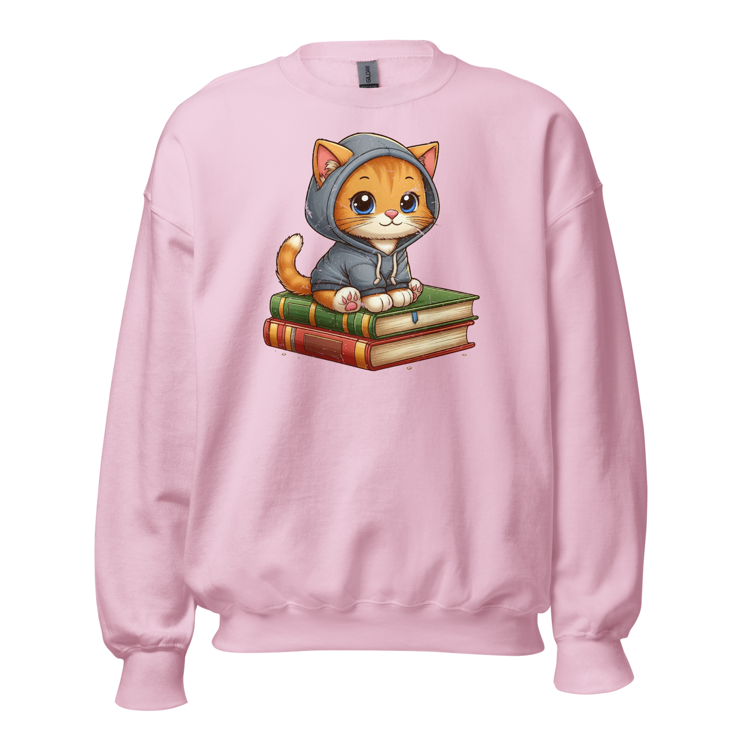 Orange Kitten - Sitting on Books - Preshrunk Sweatshirt