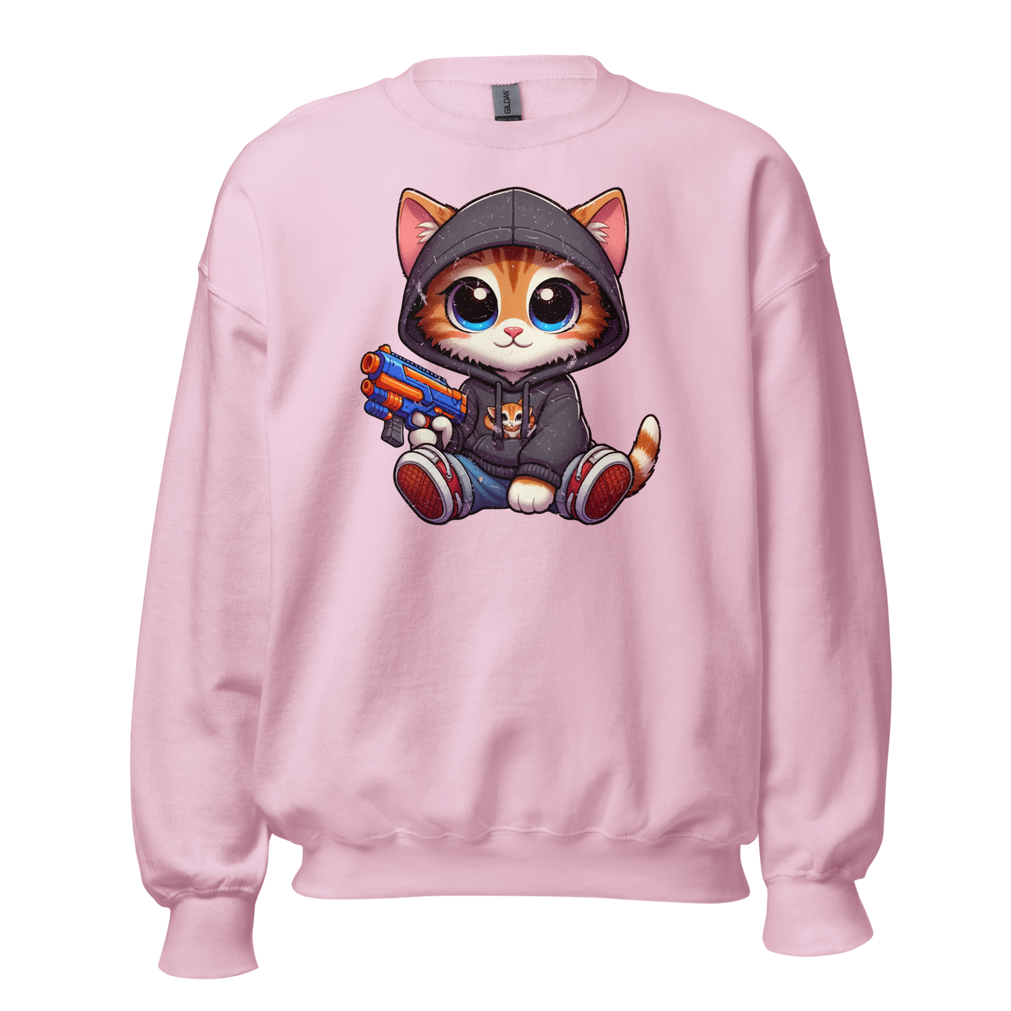 Orange Kitten with Foam Dart Blaster - Preshrunk Sweatshirt