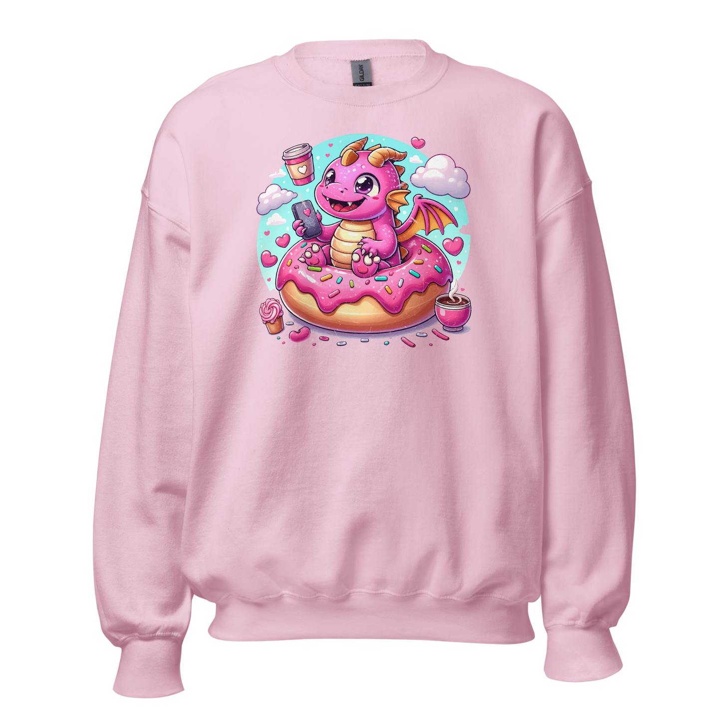 Pink Dragon - Loving Coffee and Donuts - Preshrunk Sweatshirt