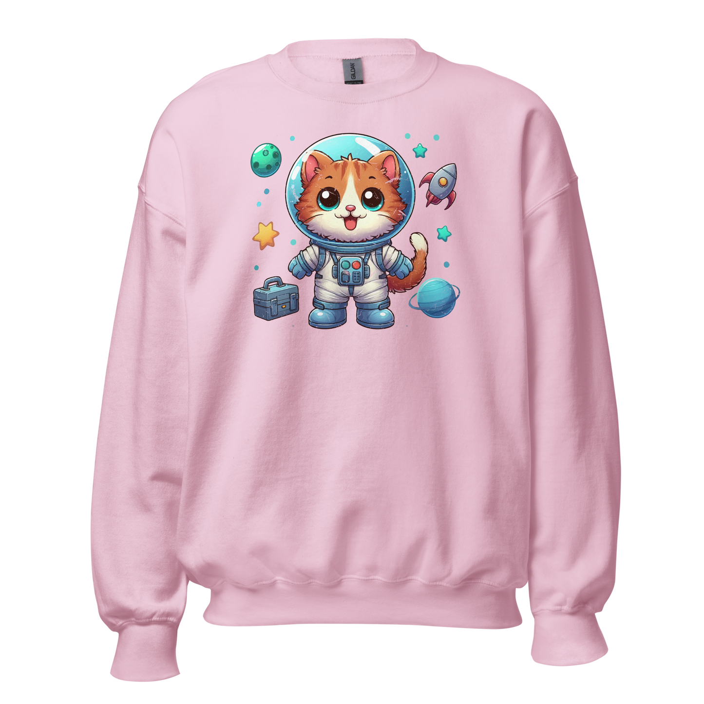Space Kitten with Planets - Preshrunk Sweatshirt