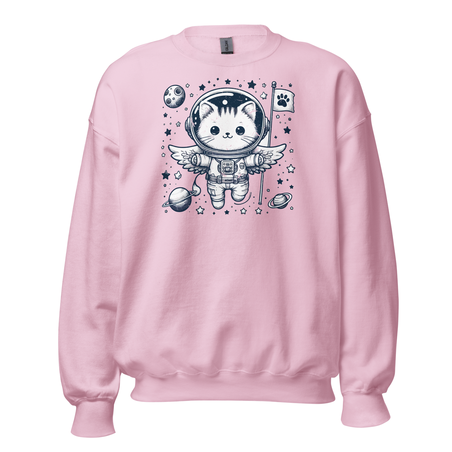 Space Kitten with Stars - Preshrunk Sweatshirt