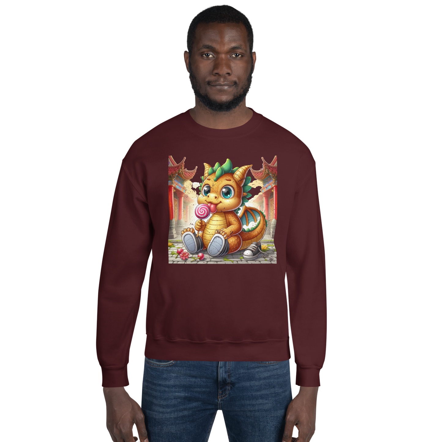 Dragon in Town with Lolipop - Preshrunk Sweatshirt