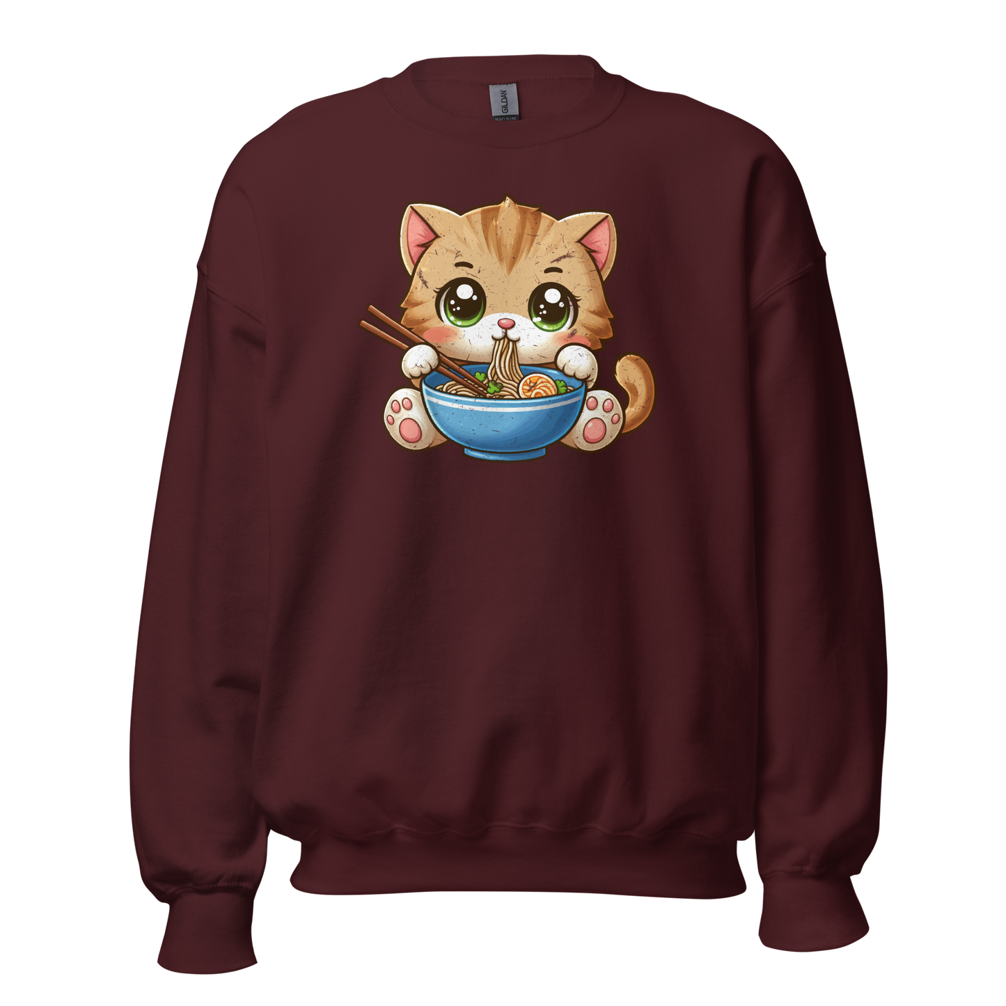 Brown Kitten - Eating Ramen - Preshrunk Sweatshirt