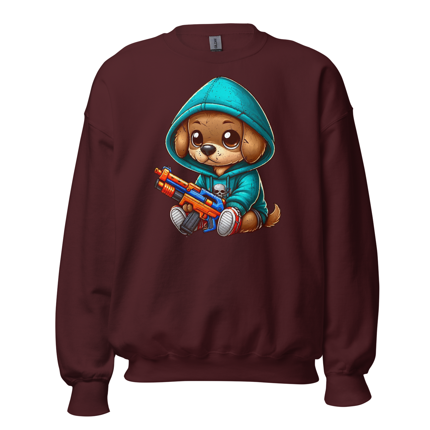 Brown Puppy with Foam Dart Blaster - Preshrunk Sweatshirt