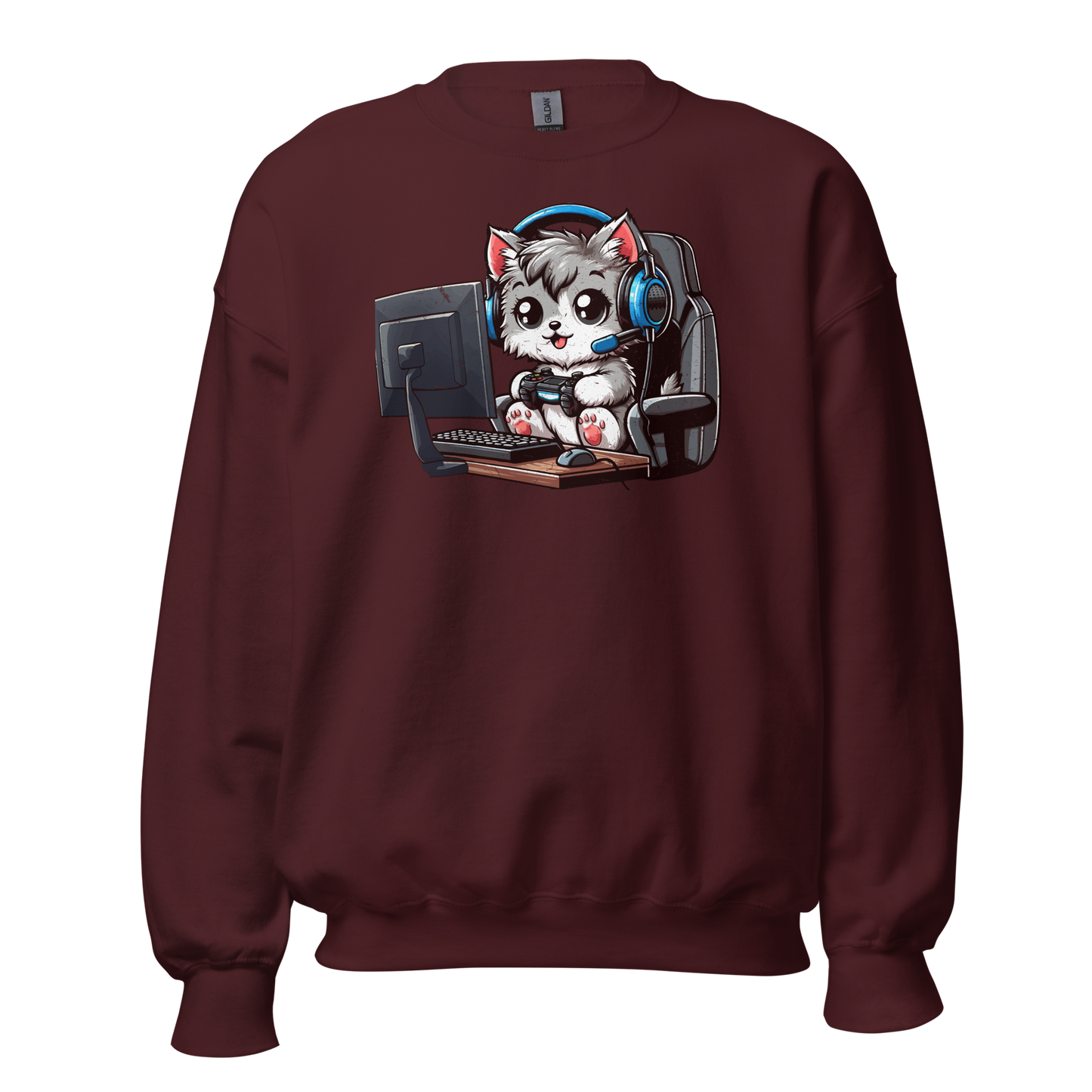 Gamer Kitten - Blue Headset - Preshrunk Sweatshirt