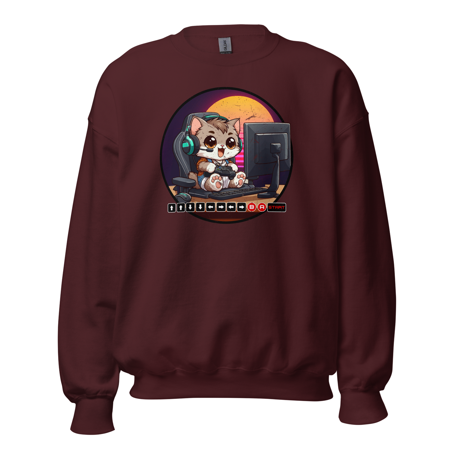 Gamer Kitten - Green Headset - Preshrunk Sweatshirt