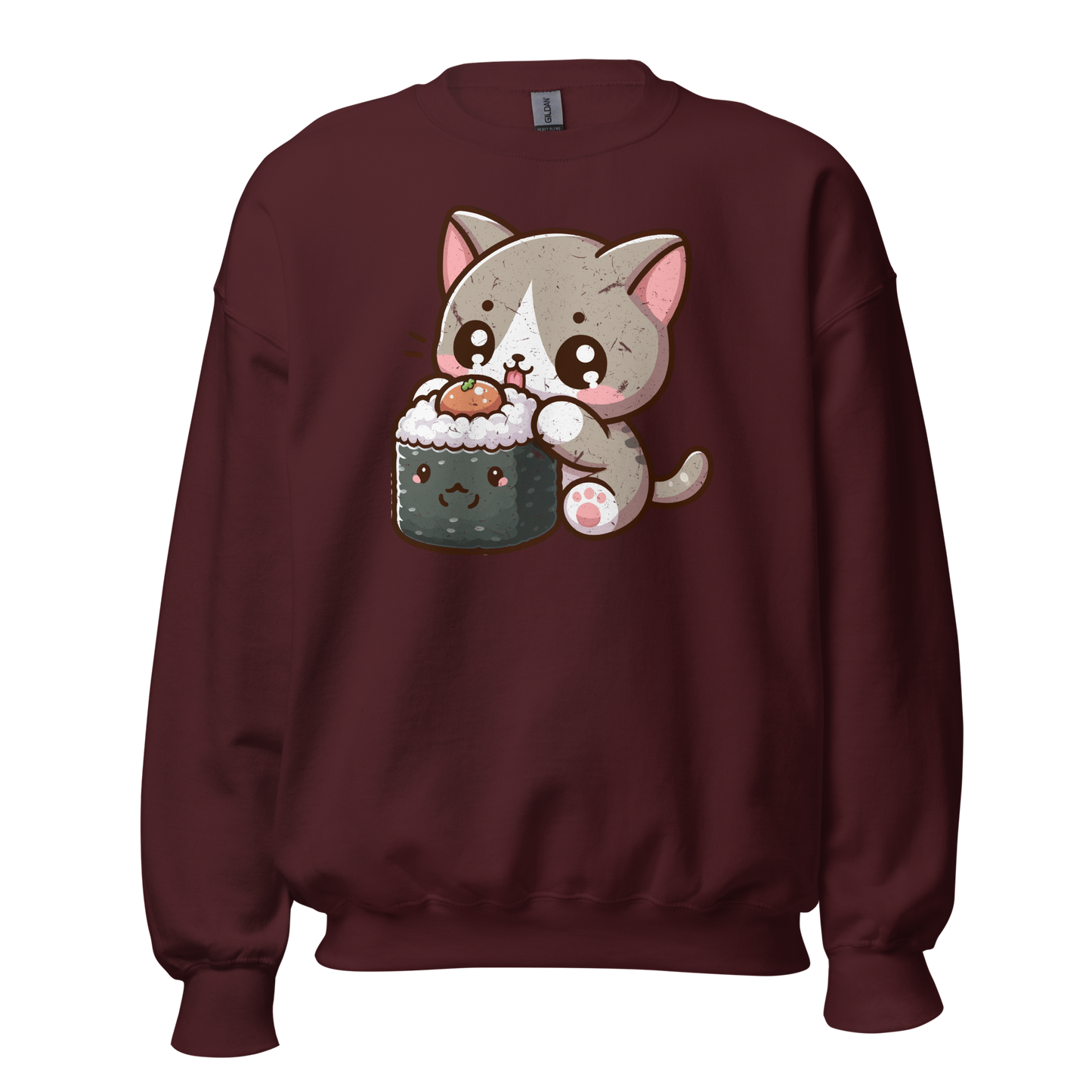 Grey Kitten - Eating Sushi - Preshrunk Sweatshirt