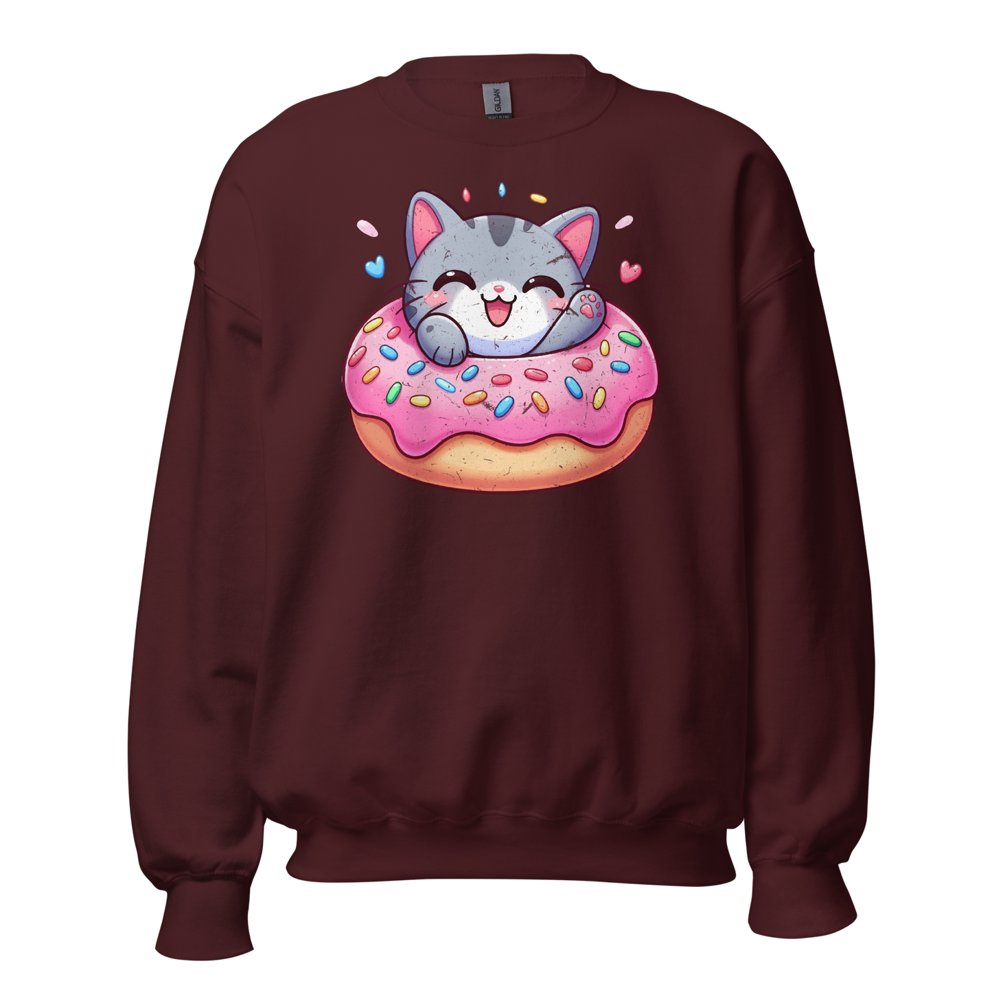 Grey Kitten - Laughing in a Donut - Preshrunk Sweatshirt