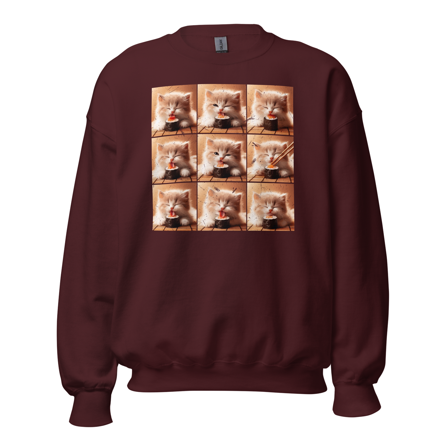 Kittens Eating Sushi Collage - Preshrunk Sweatshirt