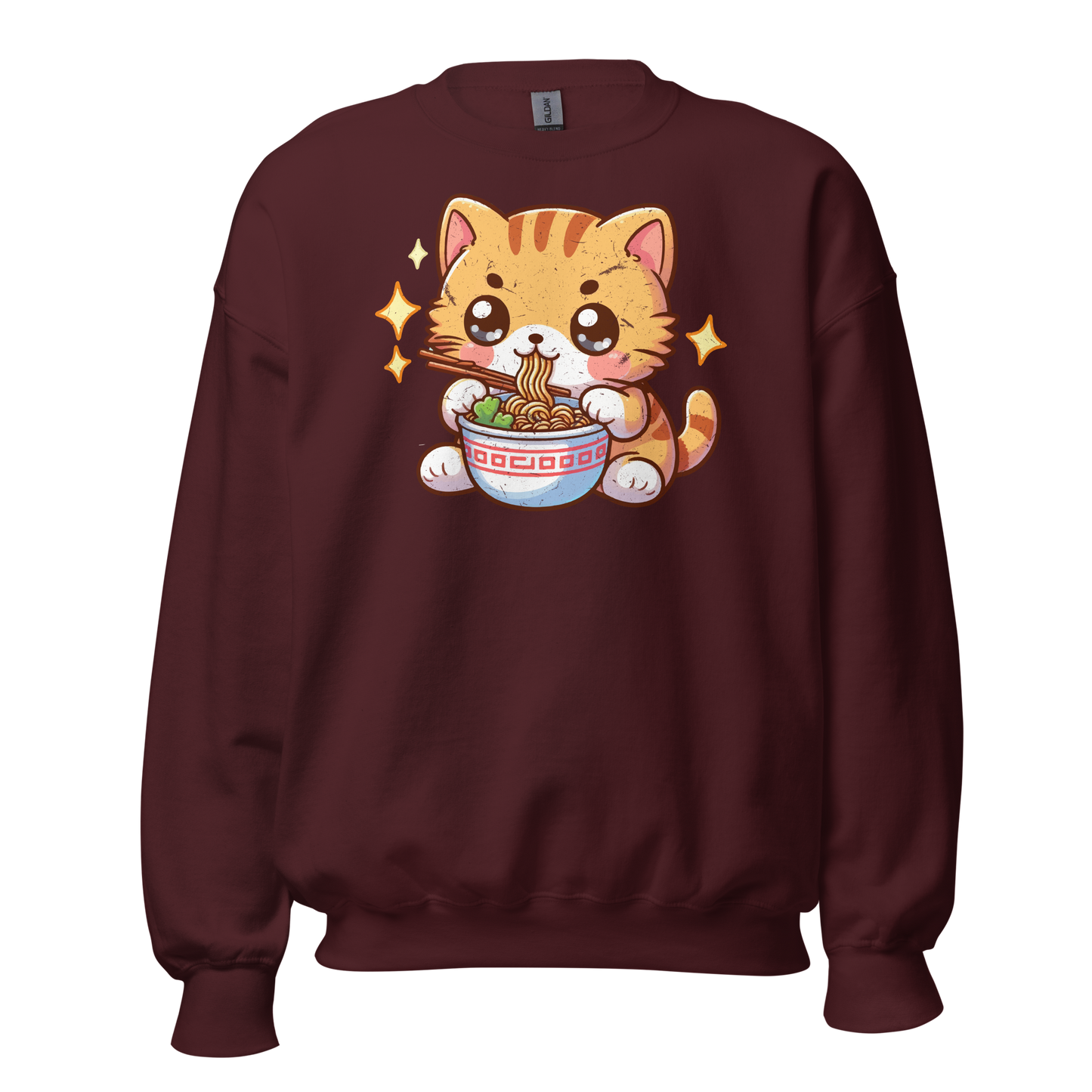 Orange Kitten - Eating Ramen - Preshrunk Sweatshirt