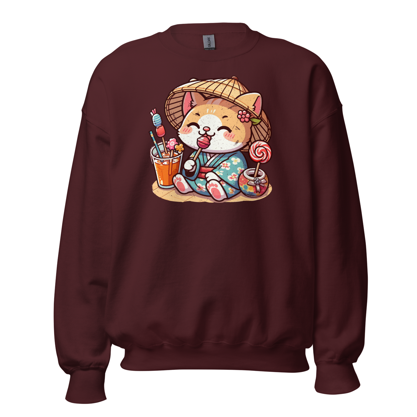 Orange Kitten in a Kimono - Preshrunk Sweatshirt