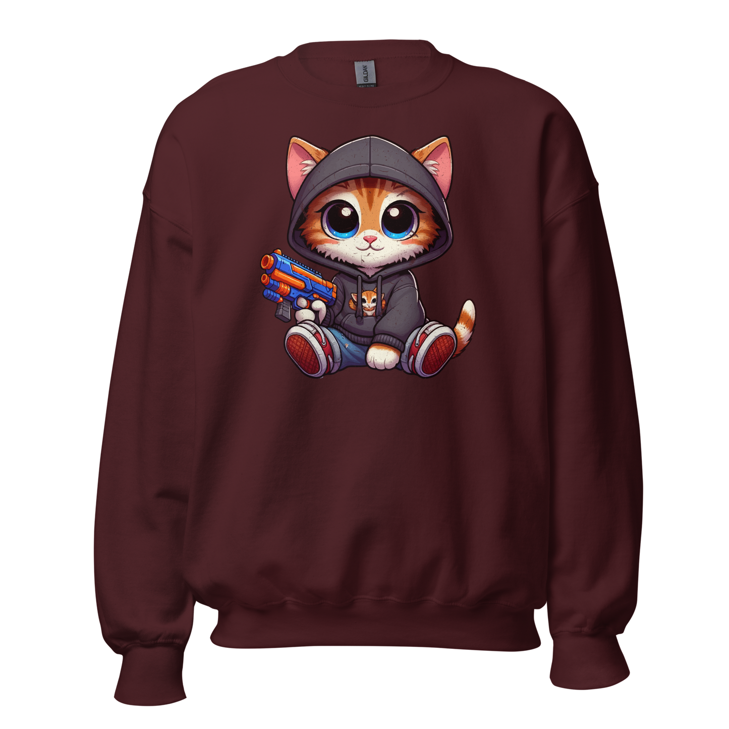 Orange Kitten with Foam Dart Blaster - Preshrunk Sweatshirt