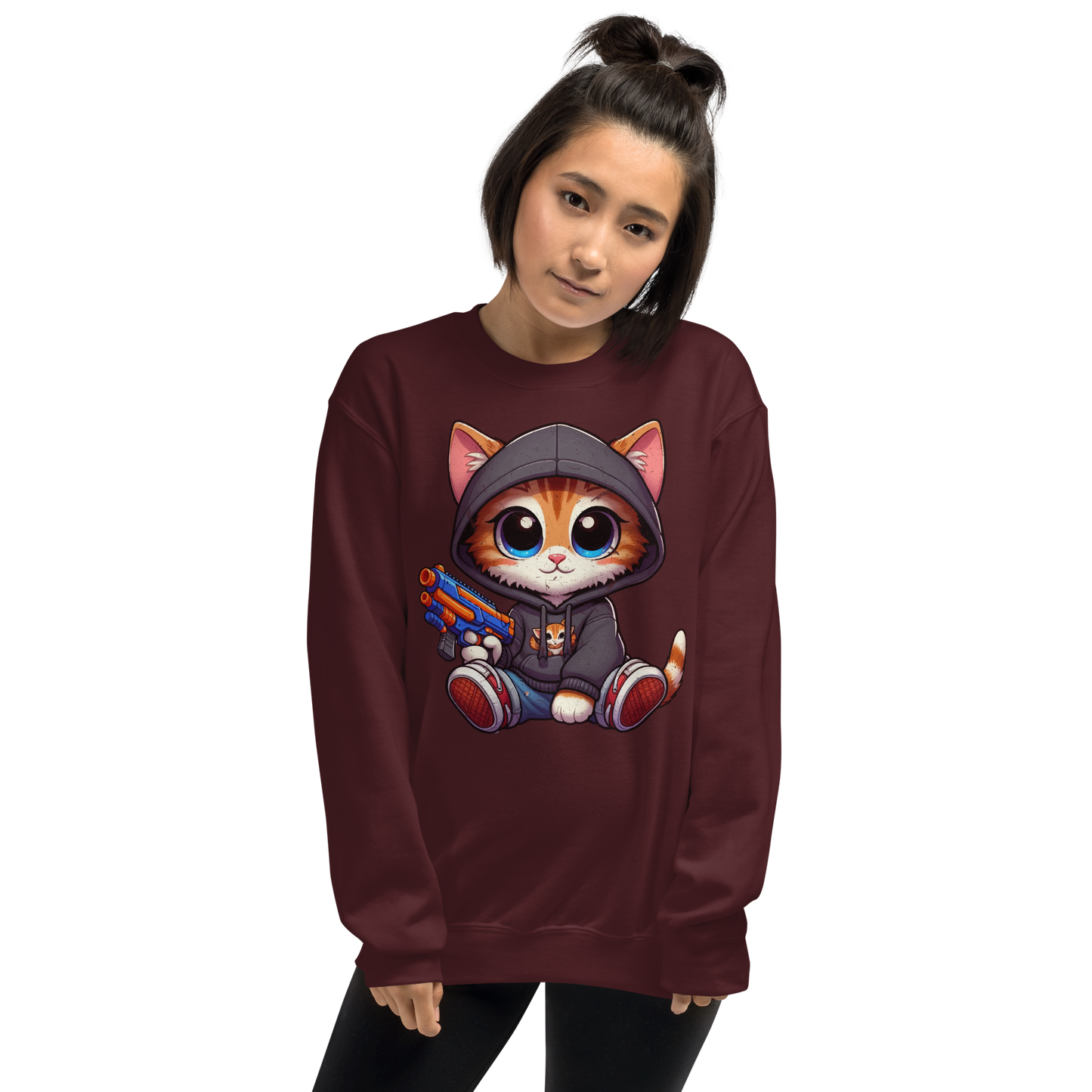 Orange Kitten with Foam Dart Blaster - Preshrunk Sweatshirt