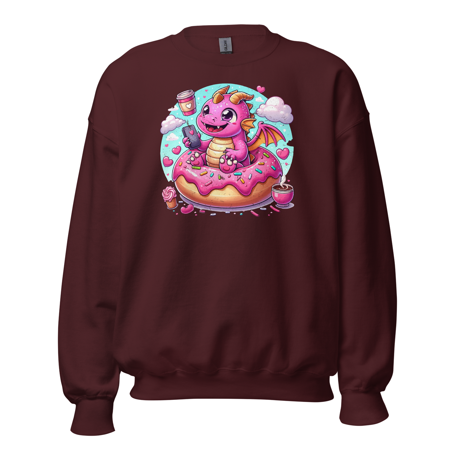 Pink Dragon - Loving Coffee and Donuts - Preshrunk Sweatshirt