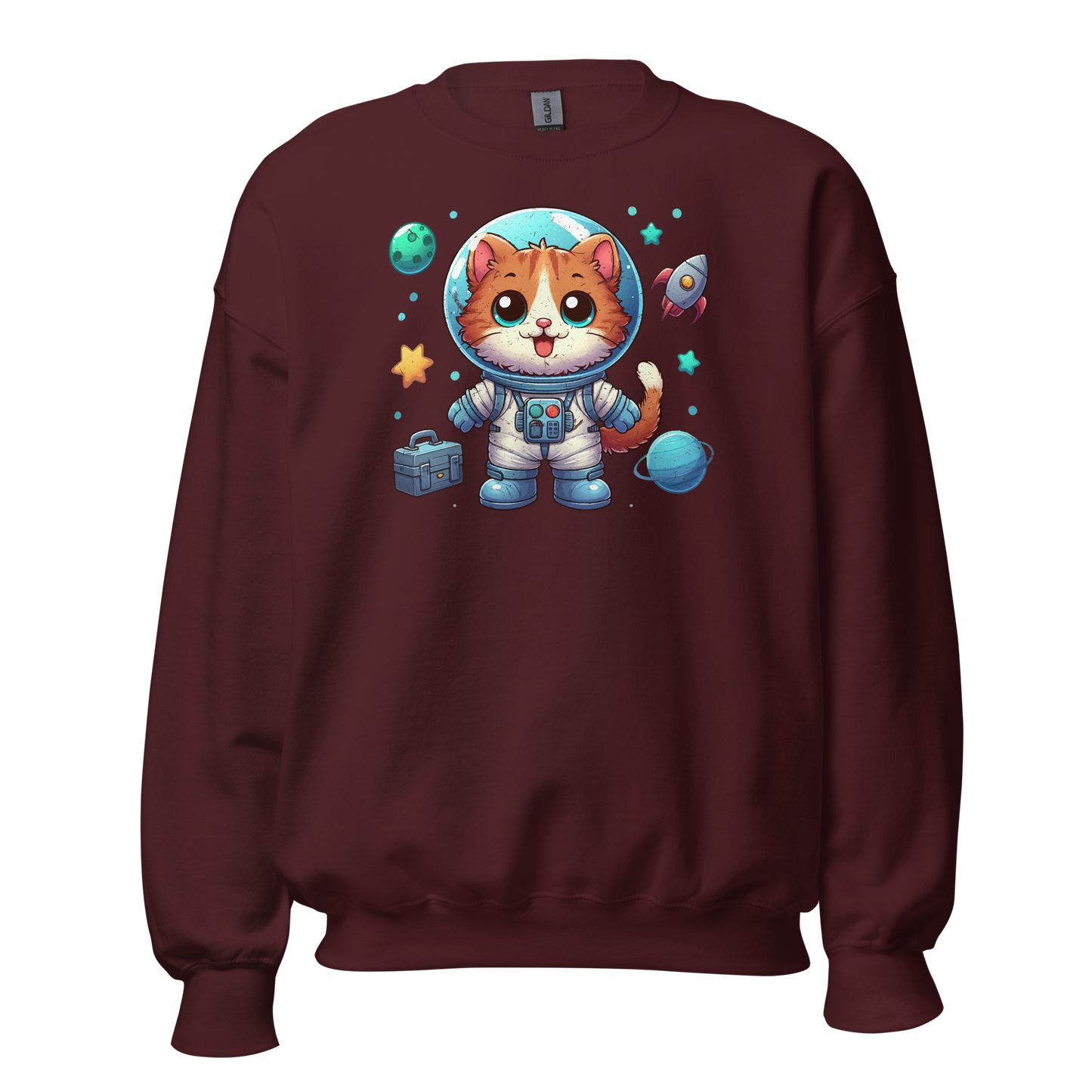 Space Kitten with Planets - Preshrunk Sweatshirt