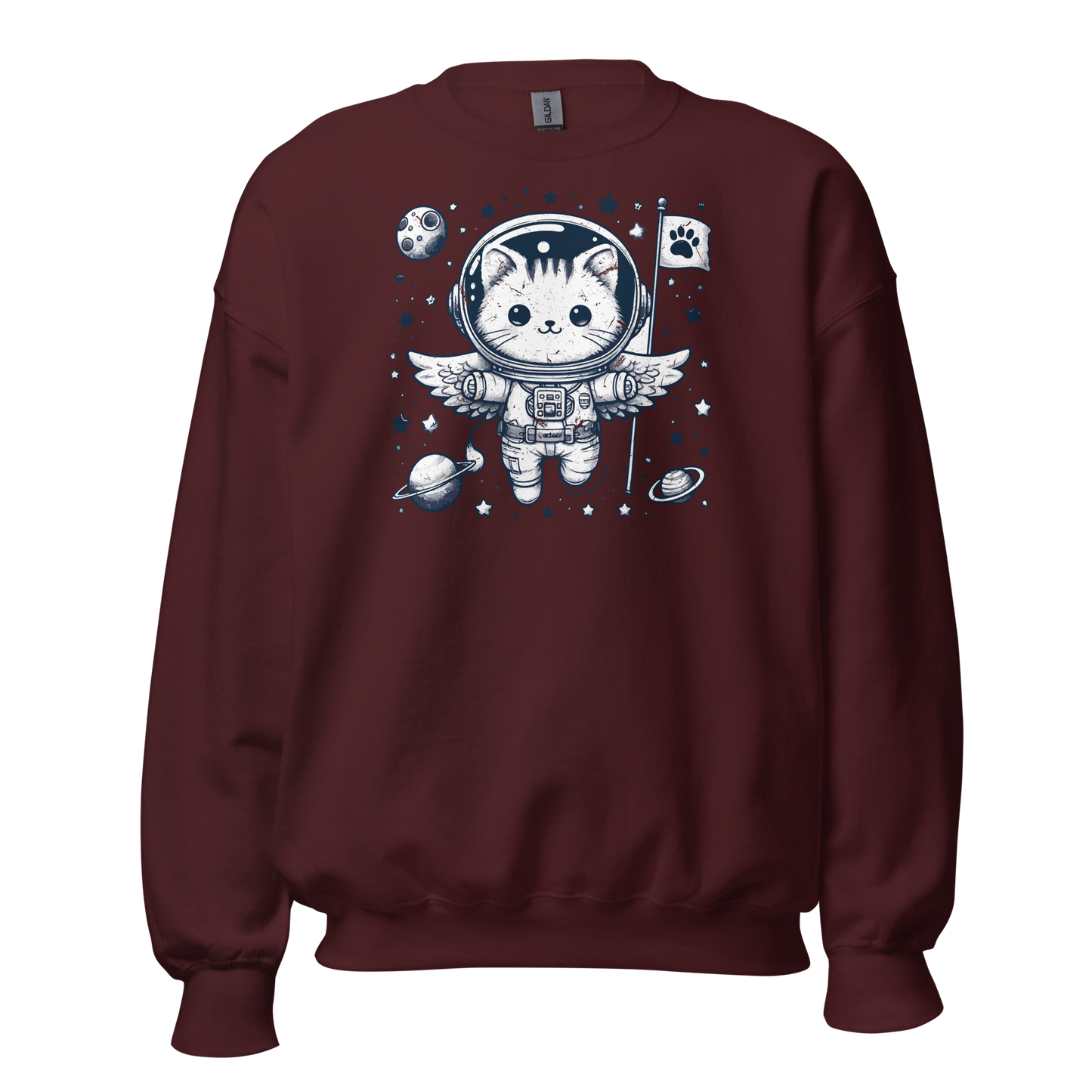 Space Kitten with Stars - Preshrunk Sweatshirt