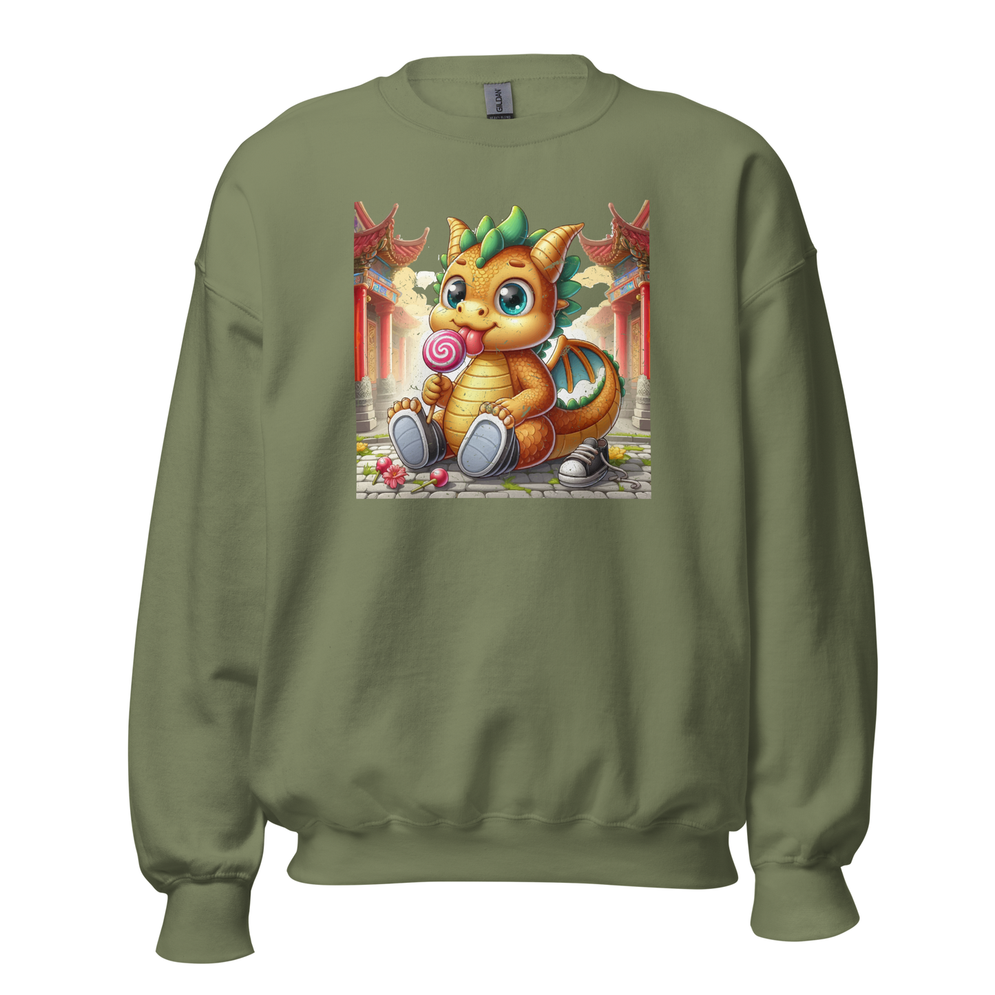 Dragon in Town with Lolipop - Preshrunk Sweatshirt