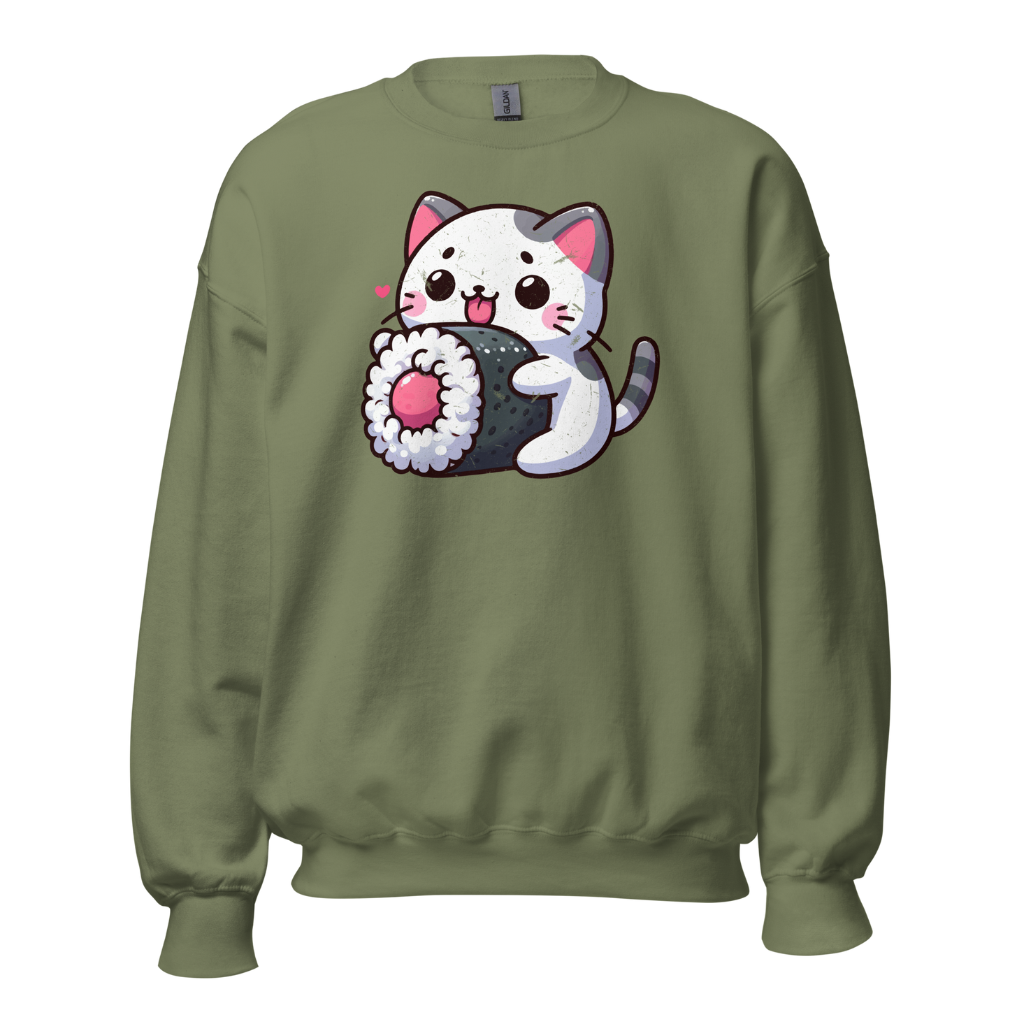 Black and Grey Kitten - Eating Sushi - Preshrunk Sweatshirt