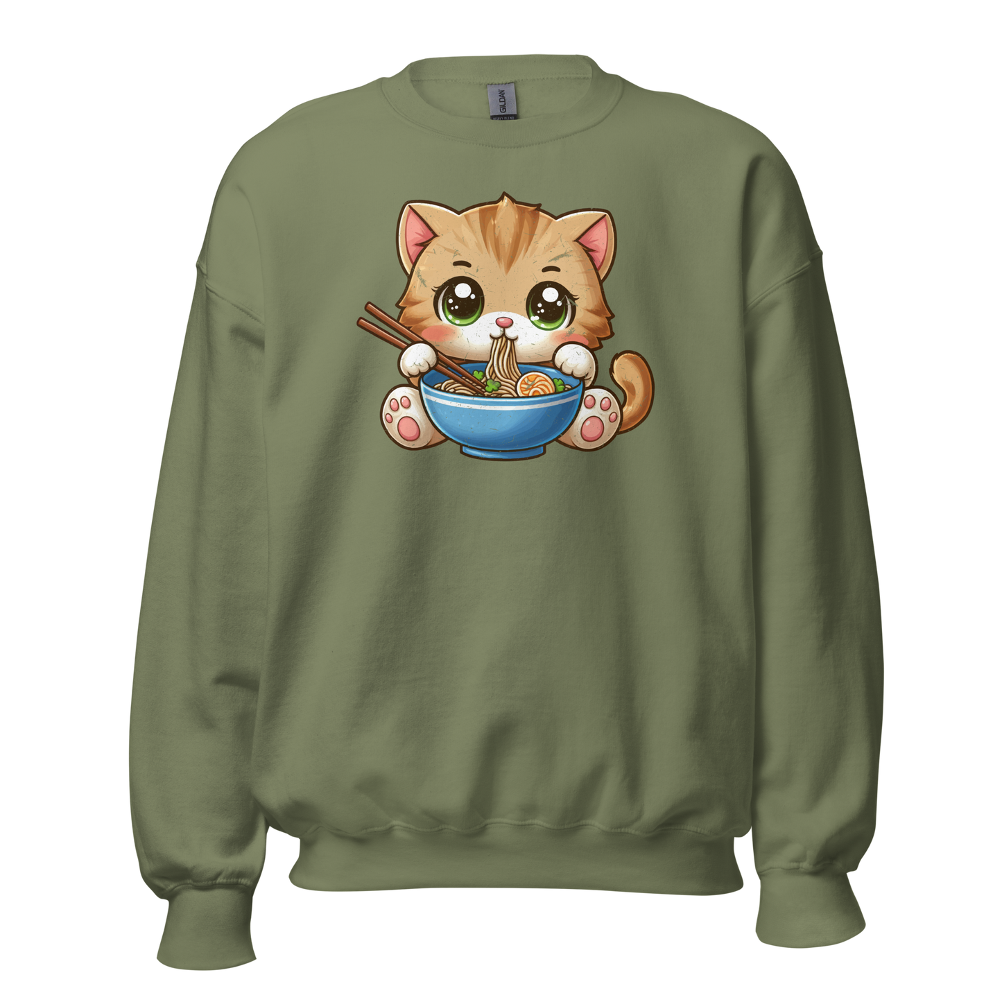 Brown Kitten - Eating Ramen - Preshrunk Sweatshirt