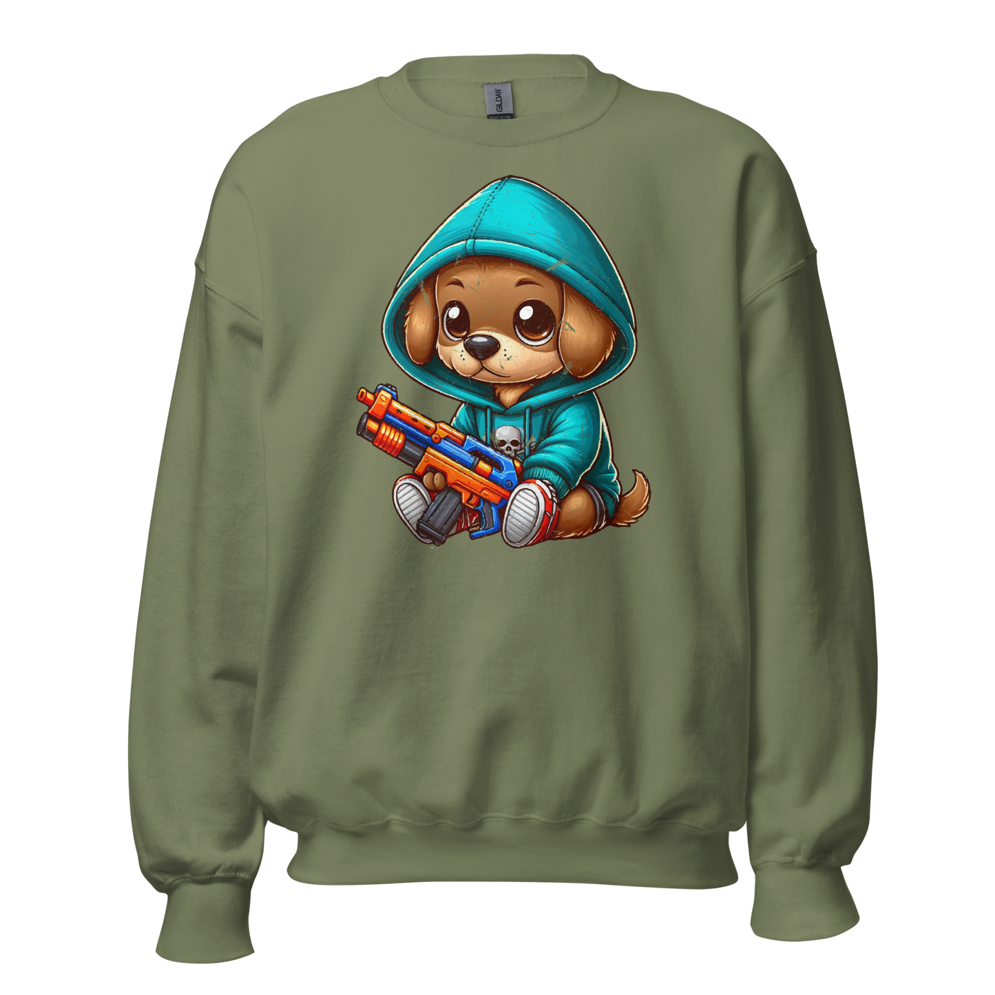 Brown Puppy with Foam Dart Blaster - Preshrunk Sweatshirt