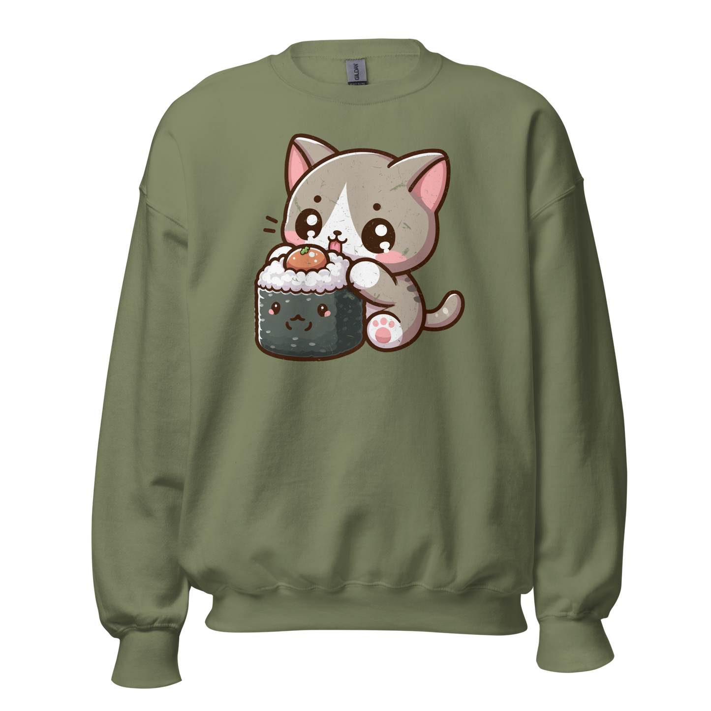 Grey Kitten - Eating Sushi - Preshrunk Sweatshirt