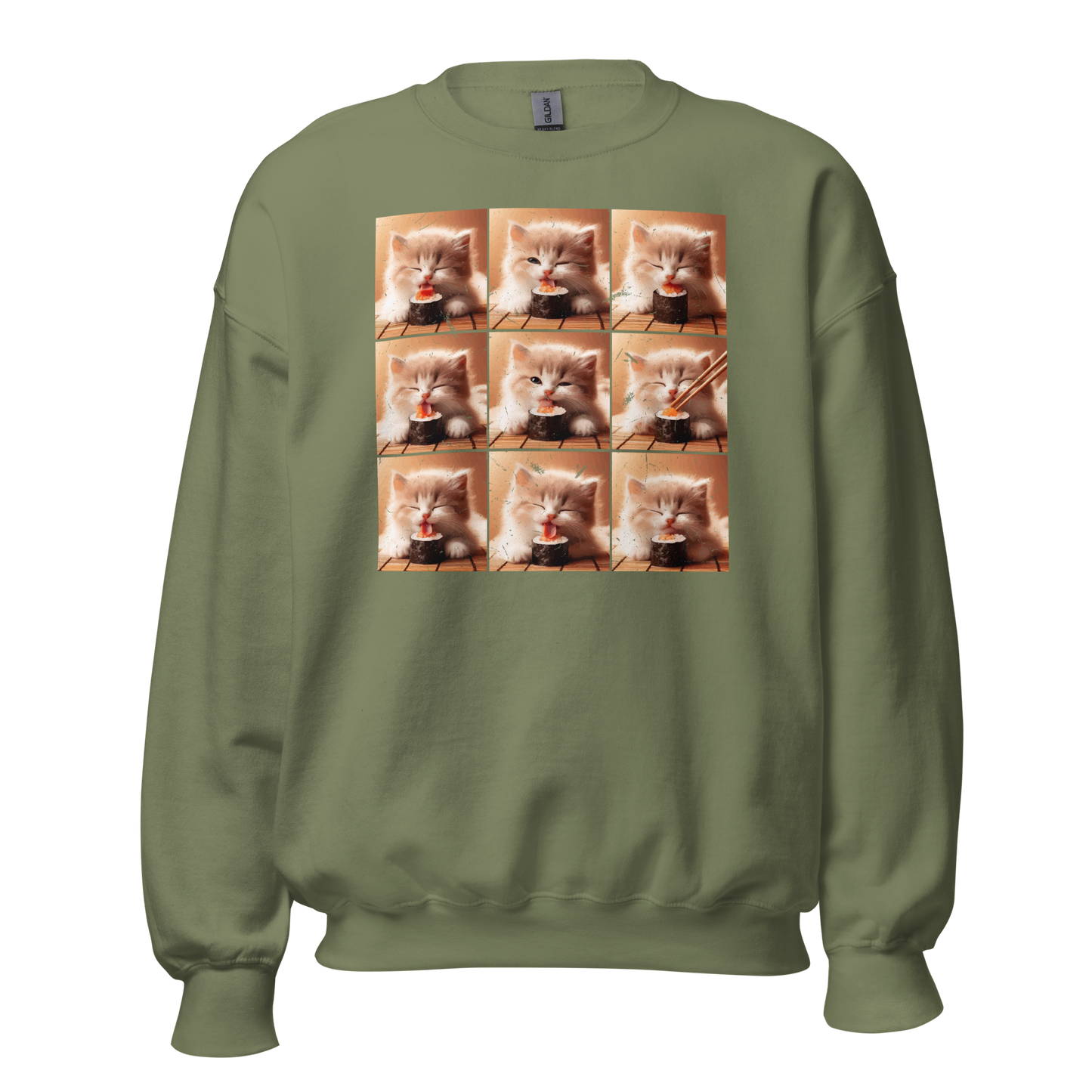 Kittens Eating Sushi Collage - Preshrunk Sweatshirt