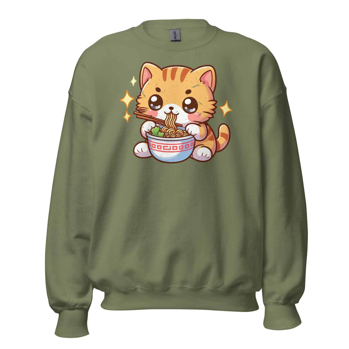 Orange Kitten - Eating Ramen - Preshrunk Sweatshirt