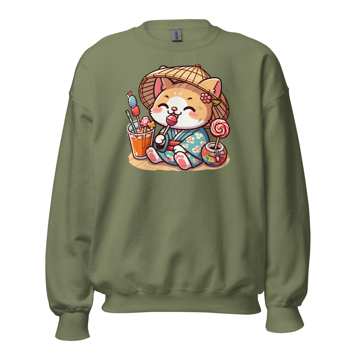 Orange Kitten in a Kimono - Preshrunk Sweatshirt