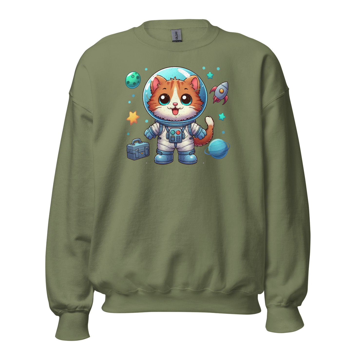 Space Kitten with Planets - Preshrunk Sweatshirt