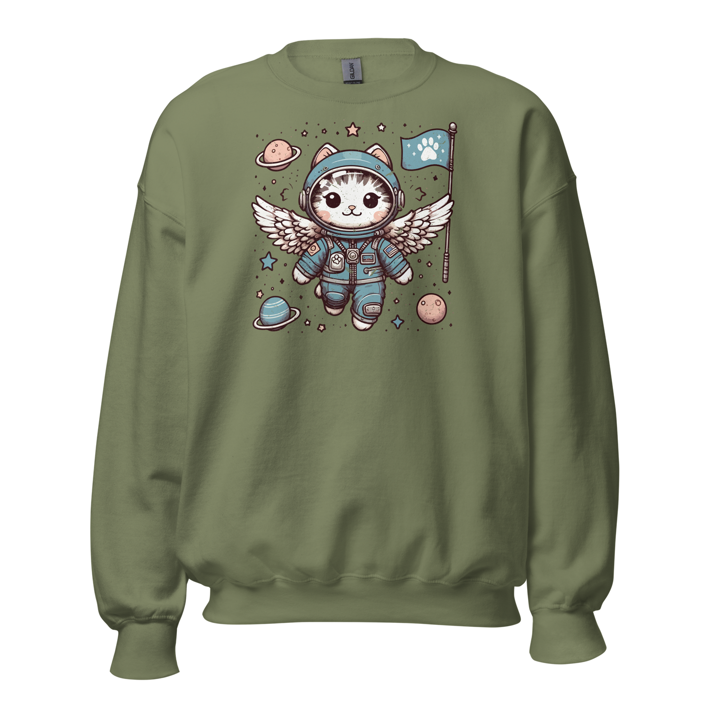 Space Kitten with Wings - Preshrunk Sweatshirt