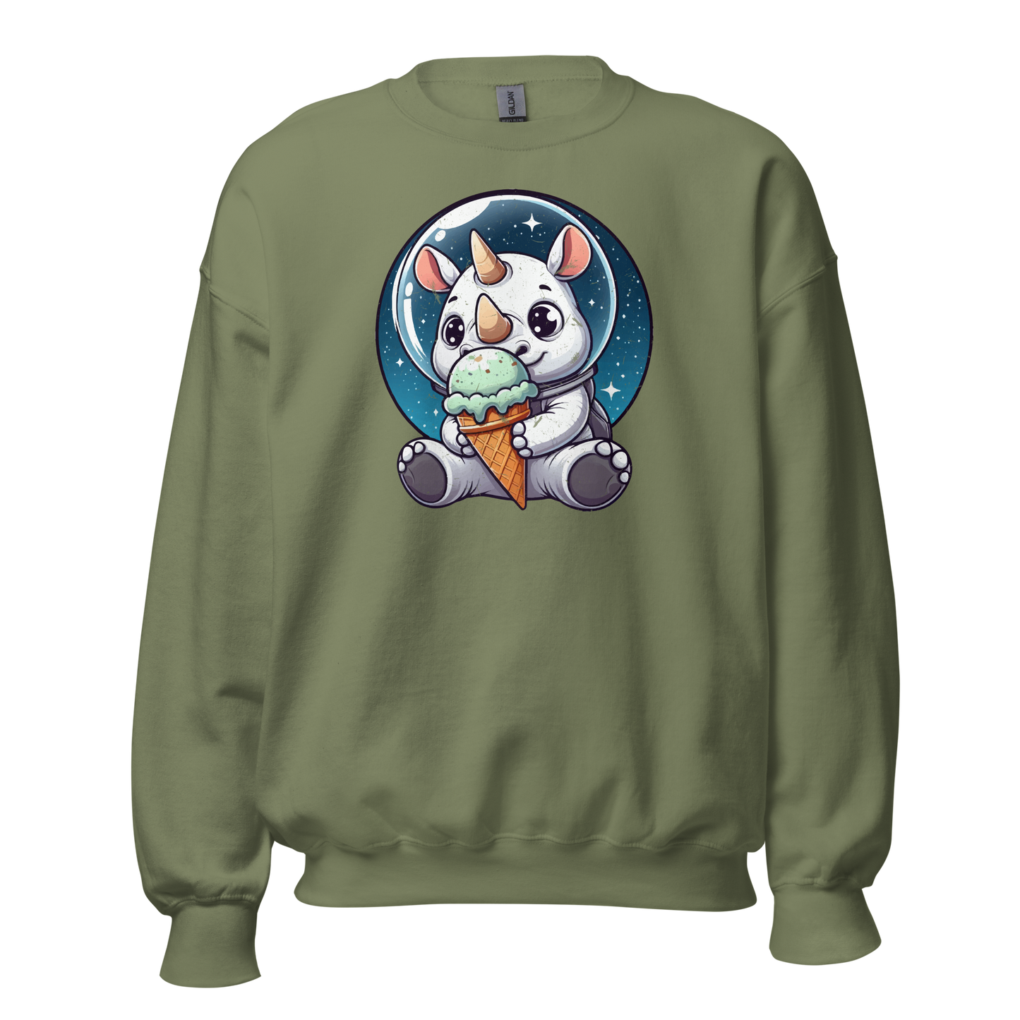 Space Rhino - Eating Ice Cream - Preshrunk Sweatshirt