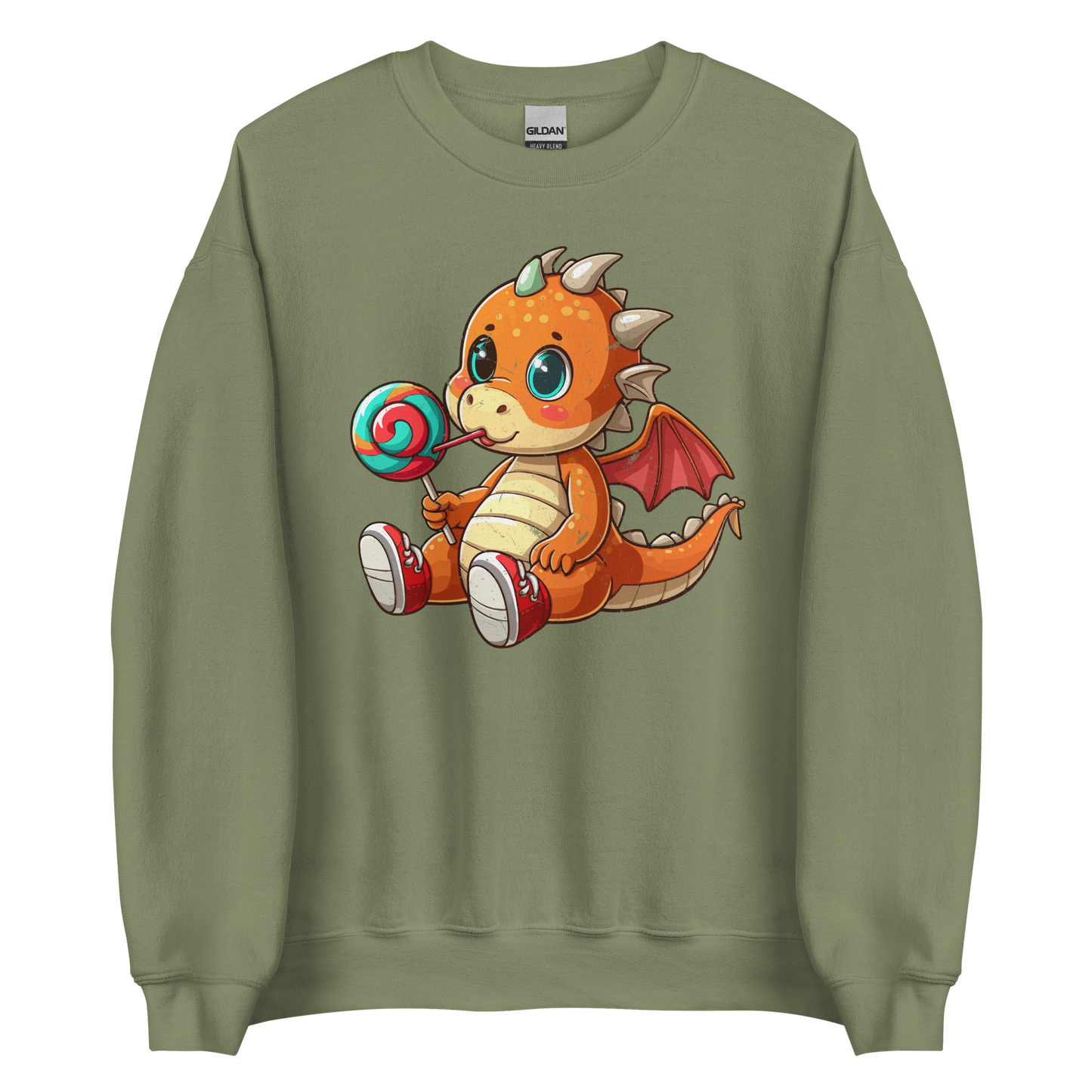 Baby Dragon with Lolipop - Preshrunk Sweatshirt