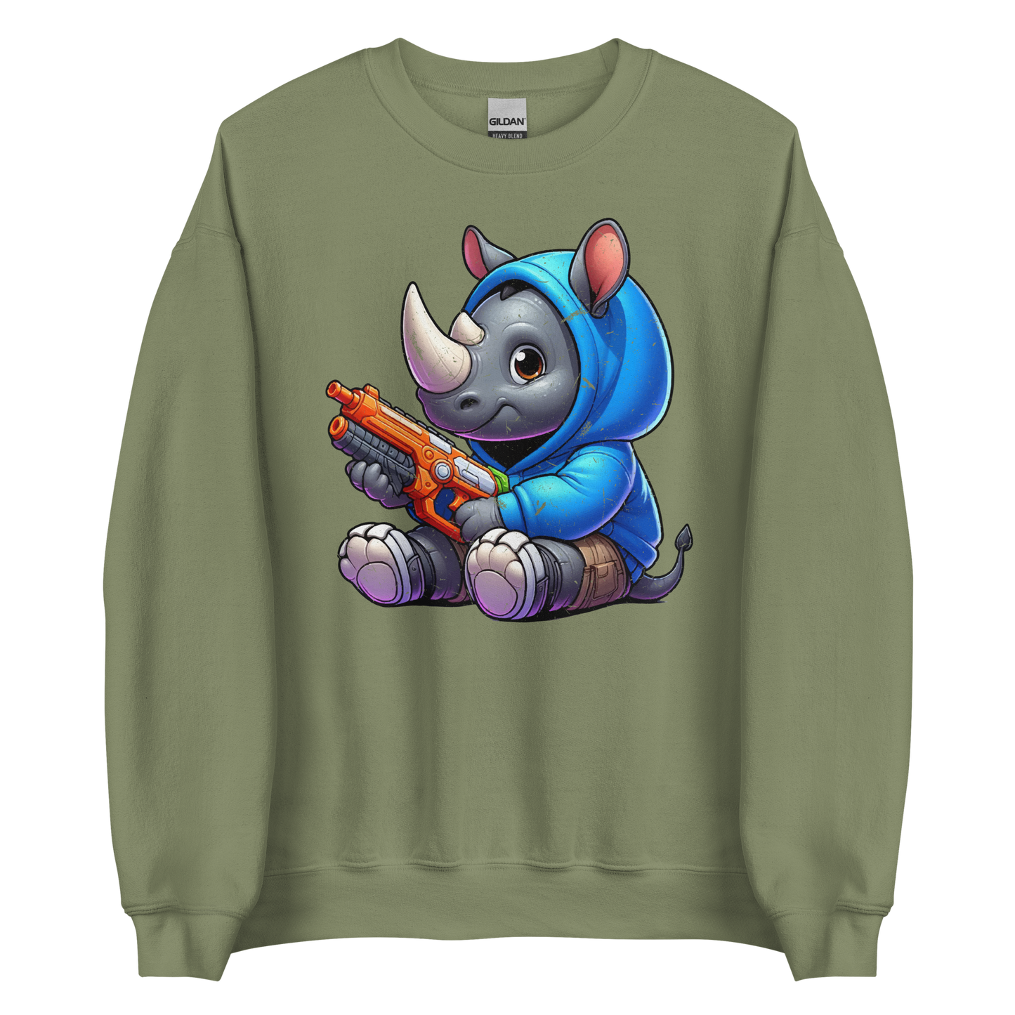Baby Rhino with Foam Dart Blaster - Preshrunk Sweatshirt