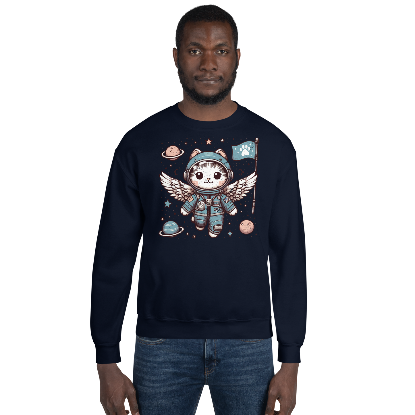 Space Kitten with Wings - Preshrunk Sweatshirt
