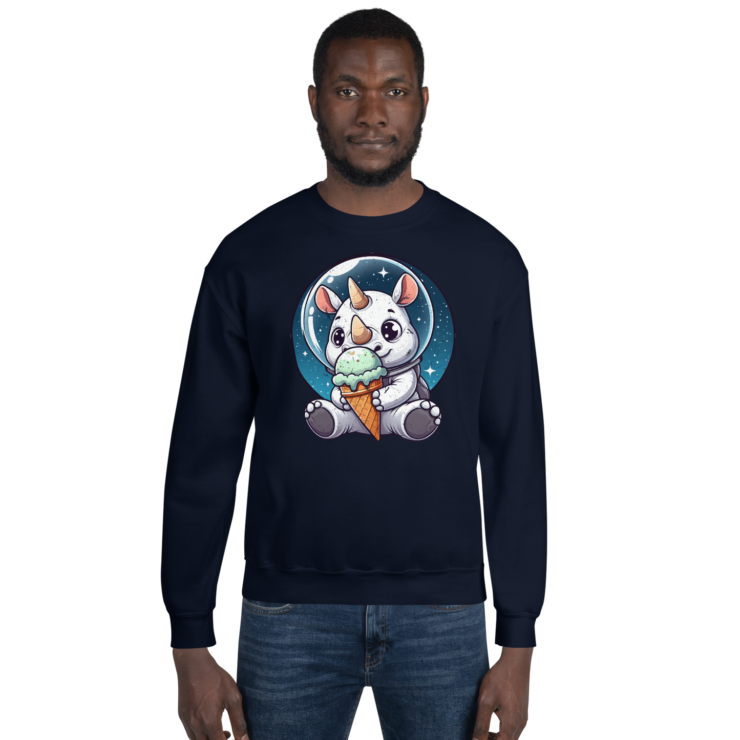 Space Rhino - Eating Ice Cream - Preshrunk Sweatshirt