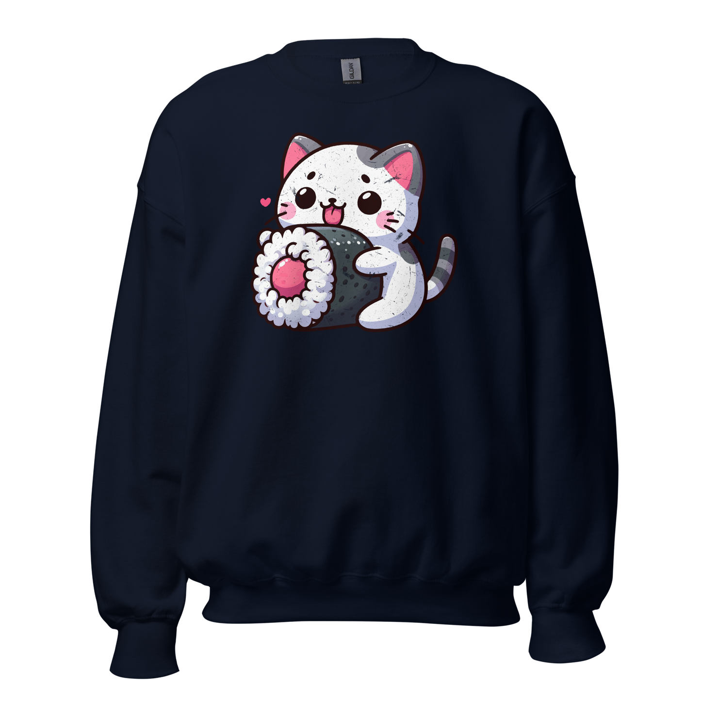 Black and Grey Kitten - Eating Sushi - Preshrunk Sweatshirt