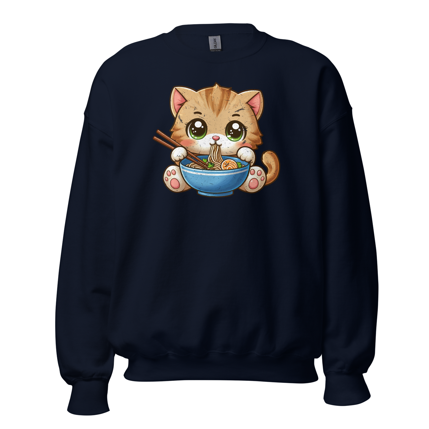 Brown Kitten - Eating Ramen - Preshrunk Sweatshirt
